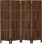 Leesinwing Wood Room Divider 4 Panel Folding Privacy Screen, Classic 5.6Ft Indoor Wooden Partition, Portable Partition Wall Divider for Room Separation, Home, Office, Bedroom, Restaurant (Brown)