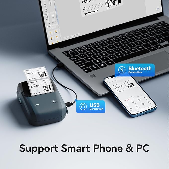 NIIMBOT B1 Label Maker with 3 Roll Tapes,2 Inch Portable Thermal Label Printer for Home Office School Small Business, Address, Clothing, Crafts, Retail,Support Smartphones & PC,Blue Dark