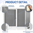SWANCROWN Weather Resistant Enclosed Bulletin Board Gray Fabric Displays Boards Wall Mounted Notice Board with Aluminum Frame,48x34 inches