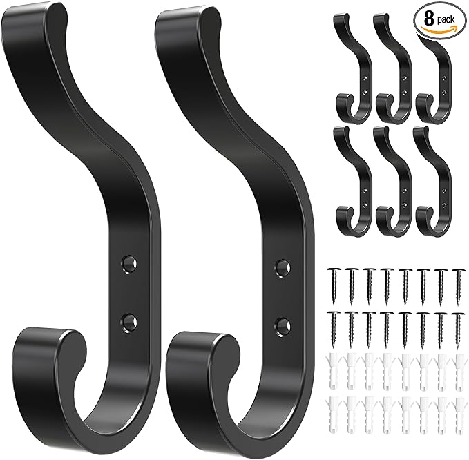 bussdis Coat Hanger Wall Mount 8-Pack - Wall Hooks for Hanging Heavy Duty