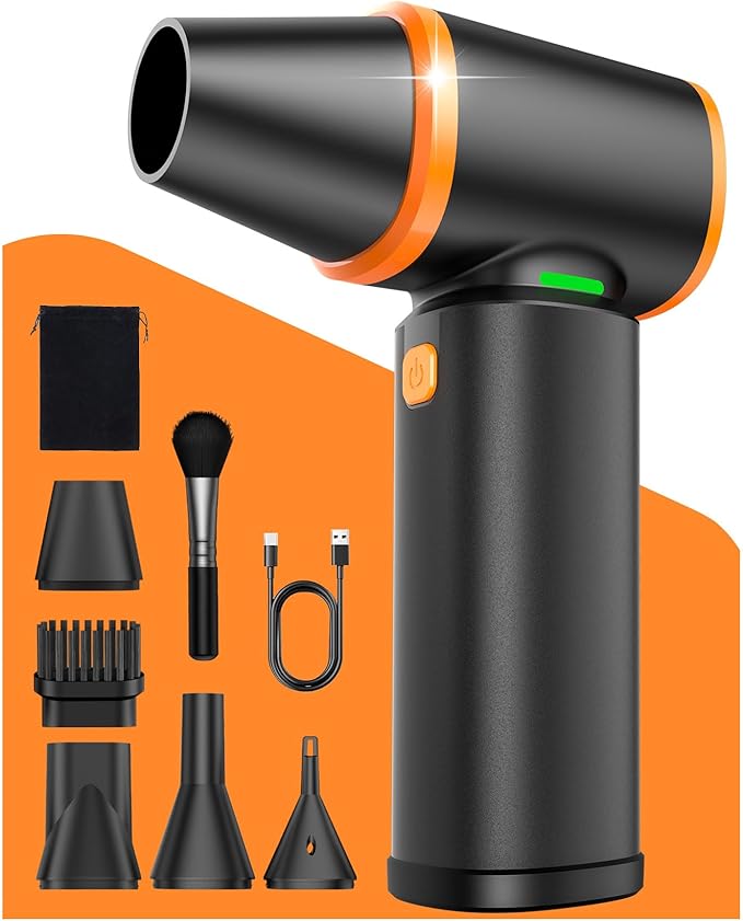 [Upgraded] Compressed Air Duster, 180000RPM High-Velocity Electric Air Duster with Stepless Speed Control, Rechargeable Portable Cordless Air Blower for Home, Car, Computer, and Keyboard Cleaning