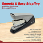 INOZTO Easy-Flat Stapler: Effortlessly Staple 20-25 Sheets with 50% Less Force Features Flat Clinch tech, Anti-Slip Base & Custom Logo Option Durable Steel/ABS Design (Black/White)