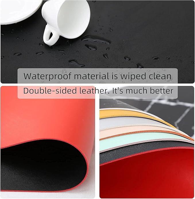 KINGFOM Desk Pad Office Desktop Protecter, PU Leather Desk Mat Blotters Organizer with Comfortable Writing Surface (47.2" x 23.6", Black+Red)