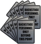 Portrait Round Backstage Personnel Only Beyond This Point Door or Wall Sign Easy Installation | Music | Concert | Festivals Sign (Brushed Silver) - Small (10 Pack)