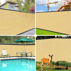 iCover 5x50ft Privacy Screen Fence, Outdoor Fencing Panels, Garden Windscreen Mesh Shade Sail Net Barrier, Include Reinforced Bindings and Brass Grommets Cable Zip Ties, Sand