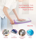 Firbon 12" Guillotine Paper Cutter with Hidden Ruler, Compact Heavy Duty 12-Sheet Capacity Trimmer for Cardstock, Photos, Scrapbooking, Office, Classroom, Studio (Purple)