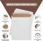 100 Pack 9.75x12.5 Inches Rigid Mailers – Self Adhesive White Stay Flat Mailers – Used as Mailing Supplies for Mailing Documents, Photos, CDs, Magazines and Literature
