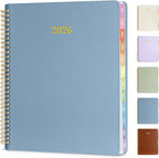 2026 Planner, Annecy Weekly ＆ Monthly Planner 2026, Jan. 2026 – Dec. 2026, 9" x 11" Monthly Agenda Planner with Tabs, Vegan Leather Cover, Spiral Binding, Double-sided Pocket, Bookmark, Grey Blue