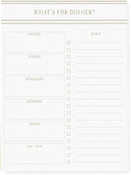 Graphique Large Magnetic Notepad, Gold Stripes–150 Sheets, 6” x 8”–Front Says,“What’s For Dinner”, Sticks to Any Magnetic Surface, Perfect for Shopping Lists, Makes a Great Gift (MLN002)