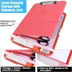 Red Plastic Clipboard with Storage,TFDLCG zm High Capacity Clip Boards 8.5x11,A4 Binder Nursing Clipboard Folder Heavy Duty for Women Teachers Work,School Office