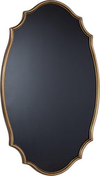 Kate and Laurel Leanna Decorative Scalloped Metal Chalkboard; 24 x 36; Gold; Framed Rounded Oval Vintage Chalkboard for Unique Display; Organization; and Decor