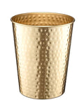 Monarch Abode Metal Bathroom Trash Can – Waste Basket for Bedroom, Office Desk, & Dorm, Hand Hammered, Durable Decorative Brushed Gold Small Trash Can Bathroom Garbage Bin Wastebasket