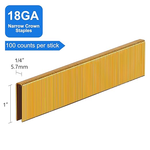 SimCos 18 Gauge 1/4" Narrow Crown Staples, Galvanized Upholstery Staples for 18 GA Pneumatic or Electric Stapler or Staple Gun (1"-3000 PCS)
