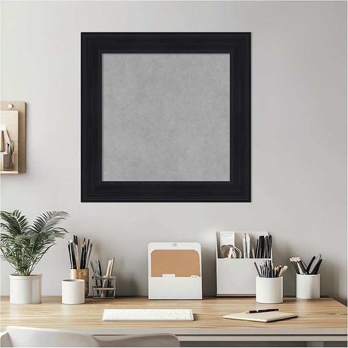 Amanti Art Black Framed Magnetic Board 21x21 Small Vision Board for use with Magnets, 100% Metal Sheet to Display Items as Office Decor or for Home Organization in mudroom, Kitchen or Kids Room