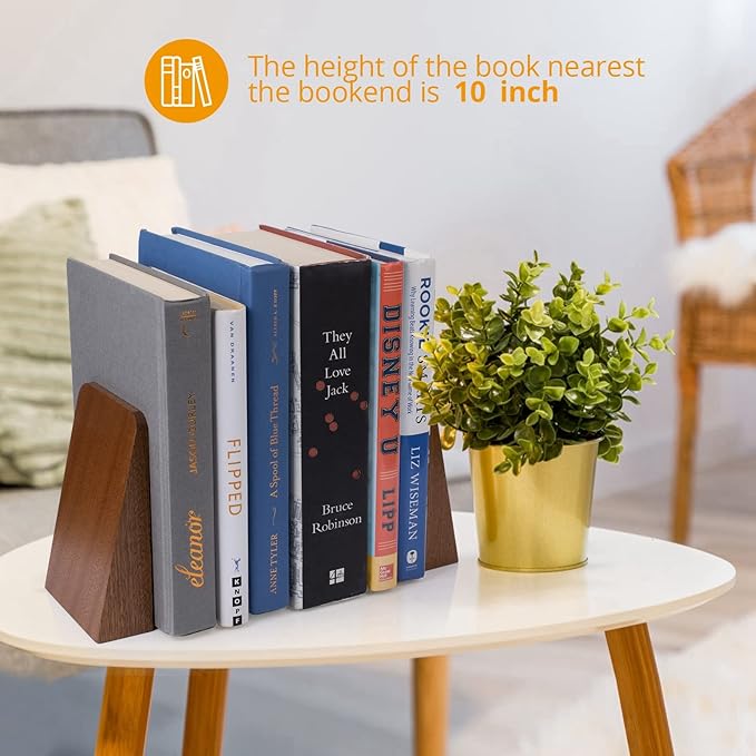 DRELIFAM Wood Handmade Heavy Duty Bookends for Shelves Decorative Book Ends to Hold Books for Office
