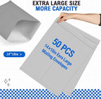 Motipuns 50 Pcs 14'' x 18'' Extra Large Mailing Envelopes 32lb with Gummed Flaps, Catalog Jumbo Craft Envelopes for Mailing, Storage and Organizing Documents Office Supplies(Gray)