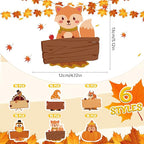 Henoyso 108 Pcs Fall Thanksgiving Themed Name Tags Labels Autumn Classroom Decorations Self Adhesive Baked Food Labels 5.12 x 4.72 Inches Turkey Pumpkin Desk Name Plate Autumn Party Favor