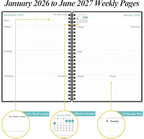 2026-2027 Planner - 18 Months Weekly & Monthly Planner from January 2026 - June 2027, Spiral Planners 2026-2027 with Elastic Closure, Inner Pocket, Medium 8.5" x 11", Black