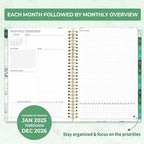 SUNEE 2026-2027 Planner - 24 Months (Jan 2026 - Dec 2027) - 7"x10" Monthly Spreads & Yearly Planner, Greenery
