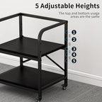 Vokumba 2 Tier Large Printer Stand, 20 x 20 Inches Printer Table with Storage Shelf, Rolling Printer Cart with Wheels for Home Office, Scanner Fax (Black)