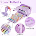 SANANT Large Capacity Pencil Case with Pull-out Structure - Multifunctional Extra Big Pencil Pouch Pen bag, Portable Stationery Organizer with Zipper, Office School Supplies for Boys Girls, Purple