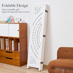 66.9Inch Folding Room Divider, 6 Panels Wood Carved Privacy Screens, Free Assembled Freestanding Partition for Home Office Restaurant Bedroom (White-Washed)