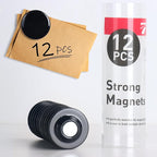 12 Pcs TOWON Strong Magnets for Glass Whiteboard, Dry Erase Board Magnets, Large, Round, Black Rare Earth Magnet for Classroom Kitchen Office Accessories
