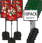 ONCEMORE Sign Holder, 8.5 x 11 Inch Sign Stand with Adjustable Height Snap Open, Reusable Sign Stands for Display Advertising Business Signage, Vertical and Horizontal Two View Modes (Black, 10 Pack)
