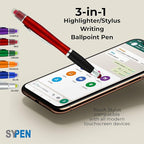 SyPen Personalized Pens with Gel Highlighter and Stylus -200 Pack Bulk-Free Imprint - 3 In Bible Highlighter No Bleed, Ballpoint Pen, and Stylus Combo- add Custom Name, Logo or Gift Message- Purple