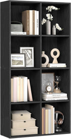 VASAGLE Custos Collection - Bookshelf, Bookcase, Cube Shelf with 8 Compartments, 9.4 x 25.8 x 51 Inches, Storage Shelf, for Living Room, Home Office, Dining Room, Ebony Black ULBC424B01