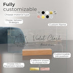 EGD Acrylic Desk Name Plate Personalized I Cute Office Decor I Office Desk Accessories with Various Material Options I Personalized Name Plate with Font Options (10 x 3.5 Inch) (1. Acrylic)