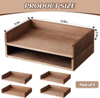 Yeaqee 4 Pcs Stackable Paper Organizer Tray Wood Desk Organizer Letter Tray Desktop Letter Size Office Wooden Desk Shelf Paper Holder Folder Organization Rack for Mail File Document(Dark Wood Color)