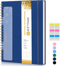 UEBZFOCS Dotted Notebook, Spiral Notebook Journal 8.5” x 11”, A4 Large Dot Grid Notebooks for Women Men, 100 GSM Dotted Paper, Plastic Hardcover Spiral Bullet Journals for Work School Sketching, Navy