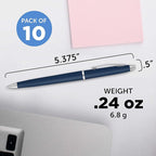 DISCOUNT PROMOS Langham Ballpoint Pens Set of 10, Bulk Pack - Black Ink, Great for Office, School, Business, Tradeshows - Navy Blue
