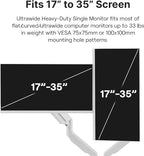 Pixio PS2D White Ultrawide Heavy-Duty Premium Dual Monitor Arm Stand Desk Mount - Fits up to 35 inches Two Monitors, Weights up to 33 lbs Each, Compatible with VESA 75x75mm 100x100mm