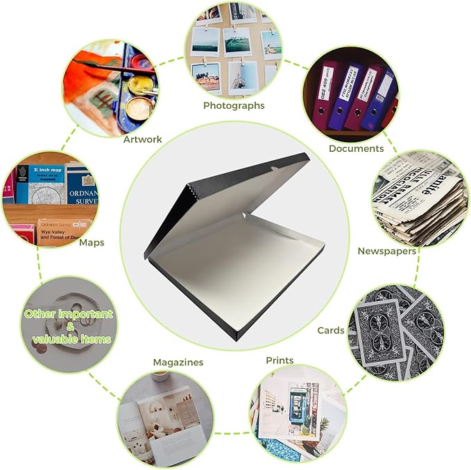 Lineco Folio Storage Box, Clamshell Design with Metal Edge. 18.5x24.5x1.75 Inches, Archival Boxboard, Preserve Photos, Cards, Magazines, Documents, Art, Ephemera, Family Records, Black, Pack of 2