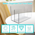 Boloyo Acrylic File Holder,1PC 2 Sections Clear File Organizer Mail Letter Sorter Desktop Folder Holder for Home Office School Envelope Bill Filling Paper Document