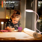 iFalarila Reading Light with Remote, LED Desk Lamp Clip on [1H Timer & Nightlight] RA>95 Dimmable Flexible Gooseneck, Reading Lamp with Clamp for Table - 4.7'' (Adapter Included)