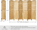 Room Dividers, 5.75Ft Individual Privacy Screens Foldable Wooden Louver & MDF Stable Wall Divider for Home Office Bedroom, 6 Panels (Natural)