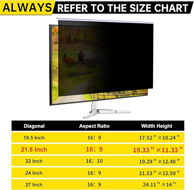 DEJIMAX 21.5 Inch Computer Privacy Screen for 16:9 Widescreen Monitor, Anti-Blue Light Monitor Privacy Screen Filter, Anti-UV Computer Shield