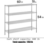 Regal Altair 18" Deep x 60" Wide x 54" Height Wire Shelving Kit | 4-Tier | NSF Commercial Storage Rack Unit