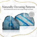 Nature's Decorations Agate Bookends - A Quality Teal Geode with Non-Skid Rubber Bumpers for Shelves, Office, Home Decor - Heavy Duty Cool Crystal Stone (4-6 LB)
