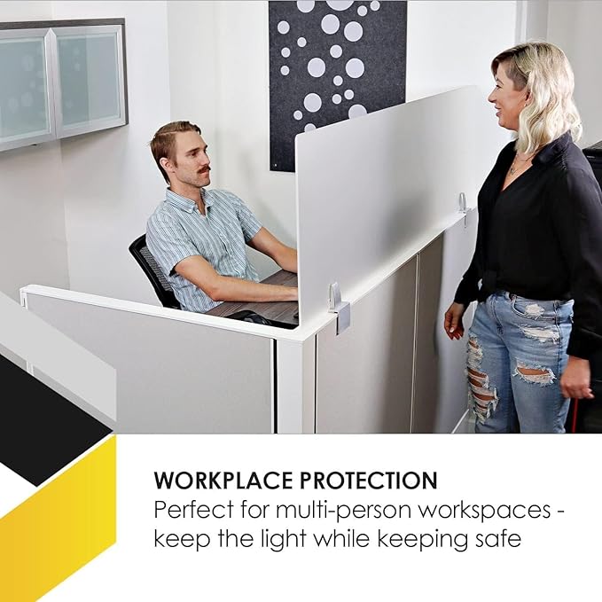 OBEX Acrylic Mounted Large Brackets Quality Desk Privacy Panel & Divider for Your Office Cubicle-Increase Separation & Improve Productivity (Frosted, 24"W X 48"H)
