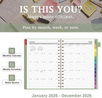 EMSHOI 2026 Planner Weekly and Monthly, Week on One Page with Notes, A5 (5.7"x8.3"), Jan-Dec 2026 Calendar Agenda with Monthly Tabs, Note Pages, 100GSM Thick Paper, Flexible Cover, Light Green