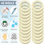 Fainne Masking Tape Bulk General Purpose Masking Painting Tape 55 Yards for Painting Home Office School Stationery Arts Crafts Basic Use, Easy Removal(45 Rolls,0.8 Inch)
