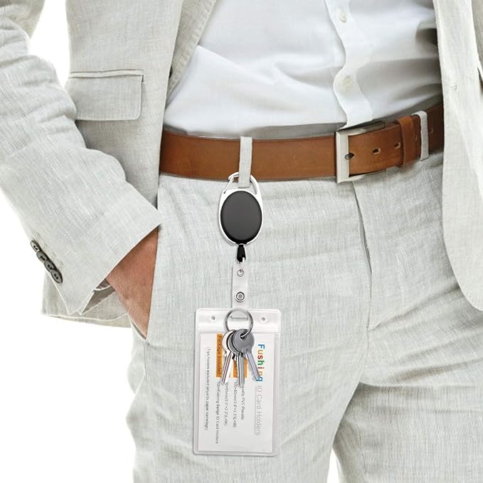 Fushing 20Pcs Retractable ID Badge Holders ID Badge Reels with Clip Retractable Badge Holders for Office Worker Doctor Nurse (Black)
