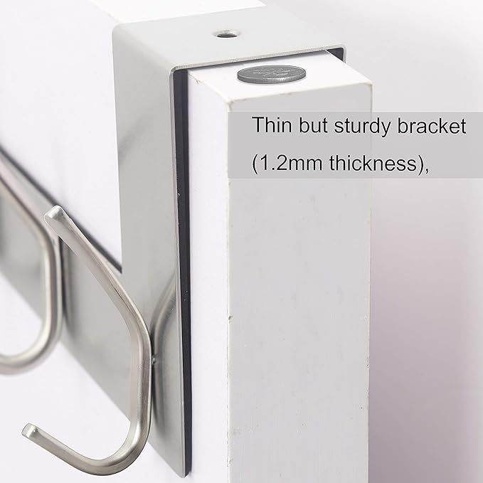 WEBI Over The Door Hook Door Hanger:Over The Door Towel Rack with 6 Hooks for Hanging Coats,Door Coat Hanger Towel Hanger Over Door Coat Rack for Towels,Clothes,Back of Bathroom,Silver