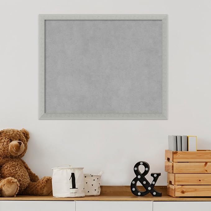 Amanti Art Silver Framed Magnetic Board 18x22 Small Vision Board for use with Magnets, 100% Metal Sheet to Display Items as Office Decor or for Home Organization in mudroom, Kitchen or Kids Room