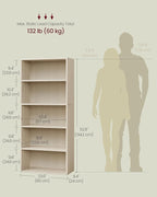 VASAGLE Custos Collection - Bookshelf, 5-Tier Bookcase, Book Shelf, Open Storage Shelf, 9.4 x 23.6 x 52.8 Inches, for Living Room, Home Office, Dinning Room, Natural Beige ULBC165L01