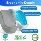 CushyOasis Seat Cushion, Chair Cushions, Office Chair Cushions, Anti-Slip Bottom & Removable Cover Tailbone Pain Relief Cushion, Memory Foam Seat Cushion for Office, Wheelchair, Car (Light Grey)